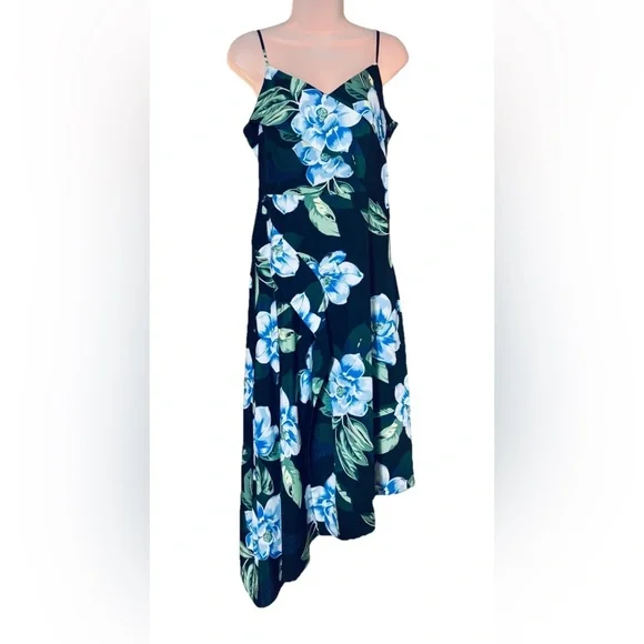 Banana Republic Floral Tropical Asymmetrical Faux Wrap Midi Dress Size 6 - Picture 12 of 12